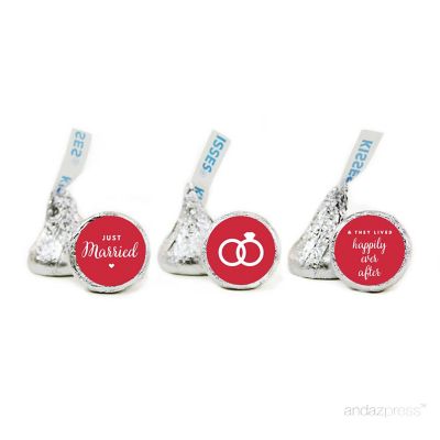 216K Just Married Red Chocolate Labels Image 2