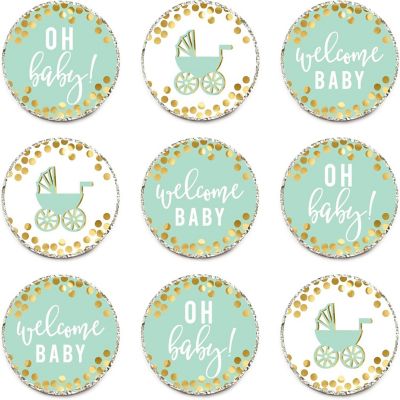 216Pc Glitzy Mint  Rattles Graphic Label Image 1