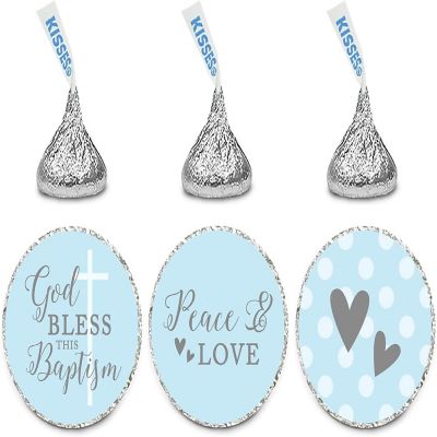 216Pcs Blue/Gray Boy Baptism Drop Label Image 1