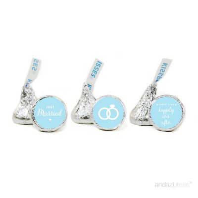 216PK Baby Blue Just Married Labels Image 1