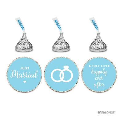 216PK Baby Blue Just Married Labels Image 2