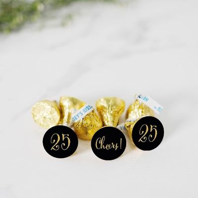216PK Black Cheers 25 Chocolate Labels Image 1