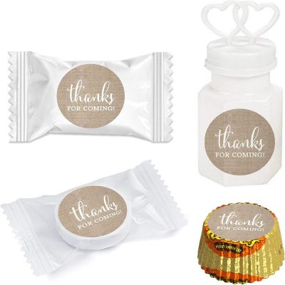 216PK Burlap Thanks for Coming Labels Image 1