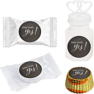 216PK Chalkboard She Said Yes Labels Image 1