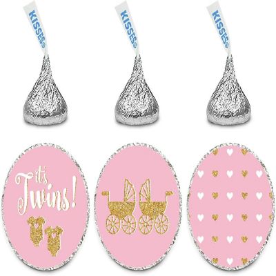 216pk Chocolate Drop Labels Pink Twins Image 1