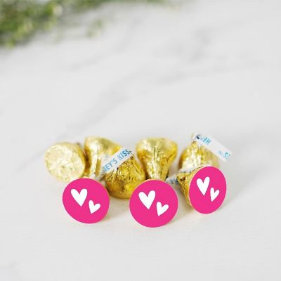 216PK Double Hearts Fuchsia Labels Image 1