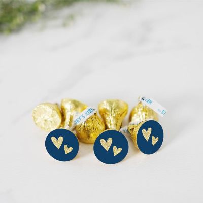 216PK Double Hearts Navy Gold Labels Image 1