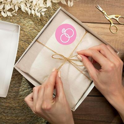 216PK Double Rings Pink Chocolate Labels Image 1