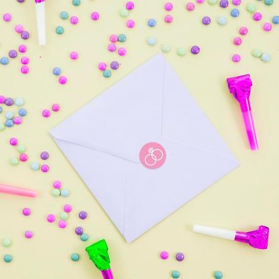 216PK Double Rings Pink Chocolate Labels Image 2