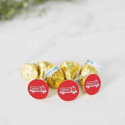 216PK Firetruck Chocolate Drop Labels Image 1