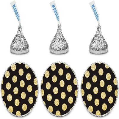 216Pk Gold Glitter Dots Black Labels Image 2