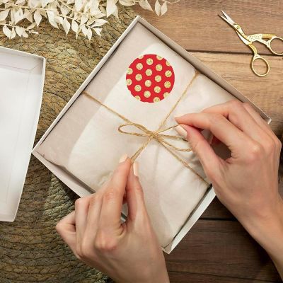 216Pk Gold Glitter Dots Red Labels Image 1