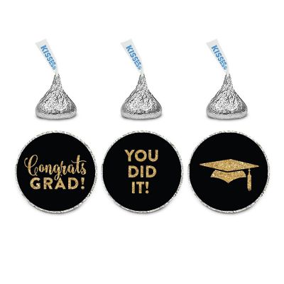 216PK Grad Black Gold Chocolate Labels Image 1