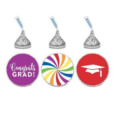 216PK Grad Rainbow Chocolate Drop Labels Image 1