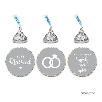 216PK Gray Just Married Chocolate Labels Image 1