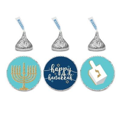216PK Hanukkah Gold Chocolate Drop Label Image 1