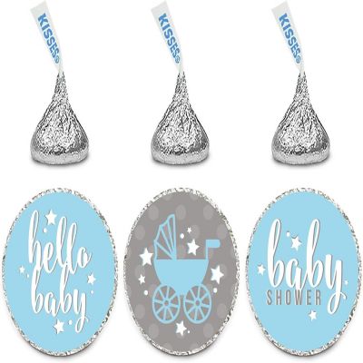 216PK Hello Baby Blue Chocolate Labels Image 1