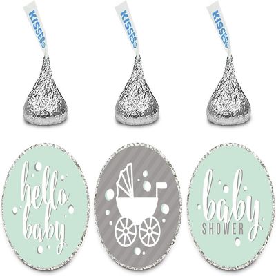 216PK Hello Baby Mint Chocolate Labels Image 1