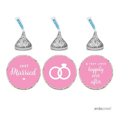 216PK Just Married Pink Chocolate Labels Image 1