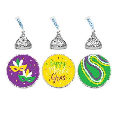 216PK Mardi Gras Chocolate Drop Labels Image 1