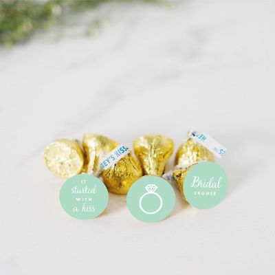 216PK Mint Green Bridal Shower Labels Image 1