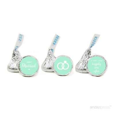 216PK Mint Green Just Married Labels Image 1