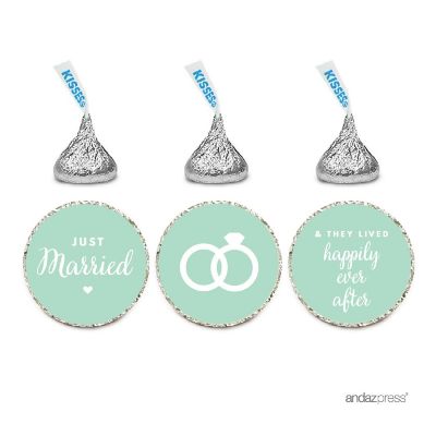 216PK Mint Green Just Married Labels Image 2