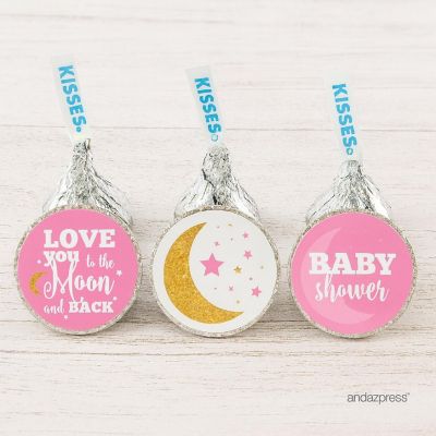 216PK Moon and Back Pink Chocolate Label Image 1