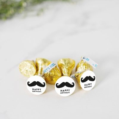216PK Mustache Birthday Chocolate Labels Image 1