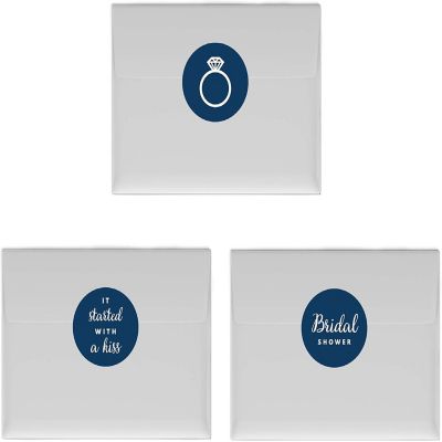 216PK Navy Blue Bridal Shower Labels Image 1
