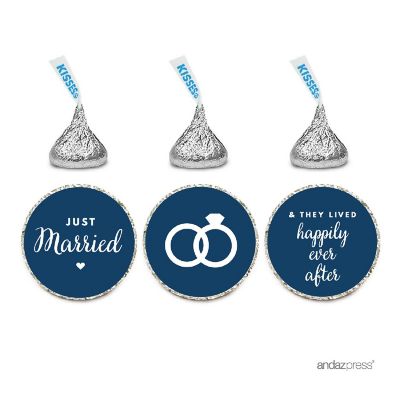 216PK Navy Blue Just Married Labels Image 1