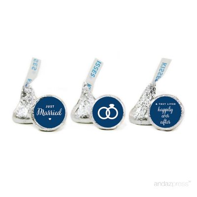 216PK Navy Blue Just Married Labels Image 1