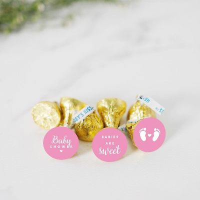 216PK Pink Baby Shower Chocolate Labels Image 1