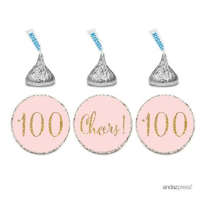 216PK Pink Cheers 100 Chocolate Labels Image 1