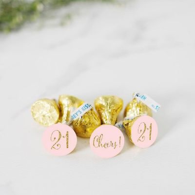 216PK Pink Cheers 21 Chocolate Labels Image 1