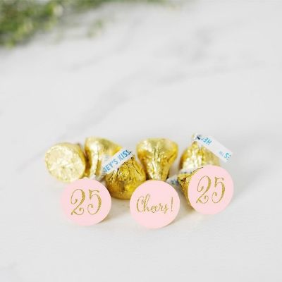 216PK Pink Cheers 25 Chocolate Labels Image 1