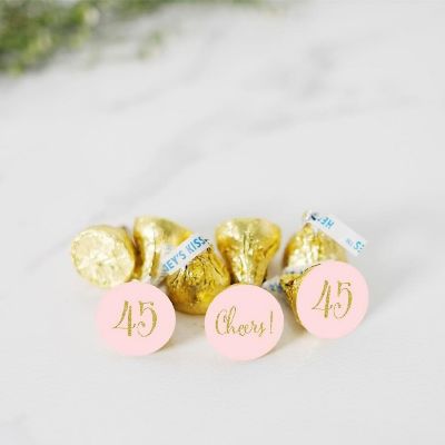 216PK Pink Cheers 45 Chocolate Labels Image 1