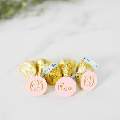 216PK Pink Cheers 65 Chocolate Labels Image 1