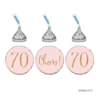 216PK Pink Cheers 70 Chocolate Labels Image 1
