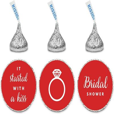 216PK Red Wedding Bridal Shower Labels Image 2