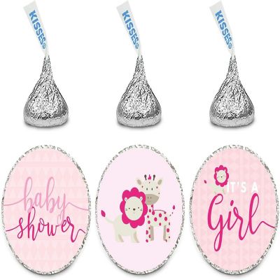 216PK Safari Pink Chocolate Drop Labels Image 1