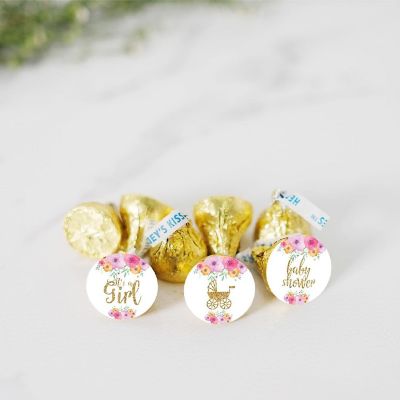 216PK Spring Floral Pink Chocolate Label Image 1