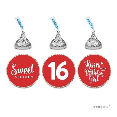 216PK Sweet 16 Red Chocolate Drop Labels Image 1