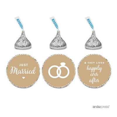 216PK Tan Brown Just Married Labels Image 1