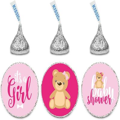 216PK Teddy Bear Pink Chocolate Labels Image 1