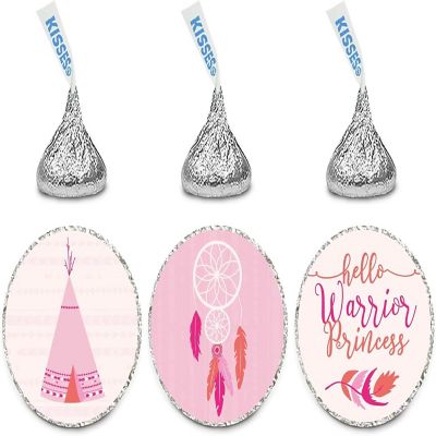 216PK Tribal Pink Chocolate Drop Labels Image 1