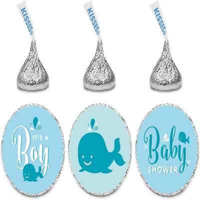 216PK Whale Blue Chocolate Drop Labels Image 1