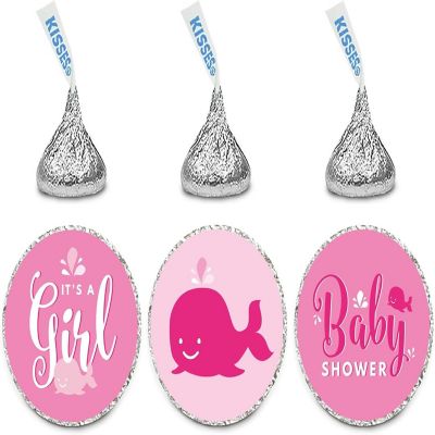 216PK Whale Pink Chocolate Drop Labels Image 1