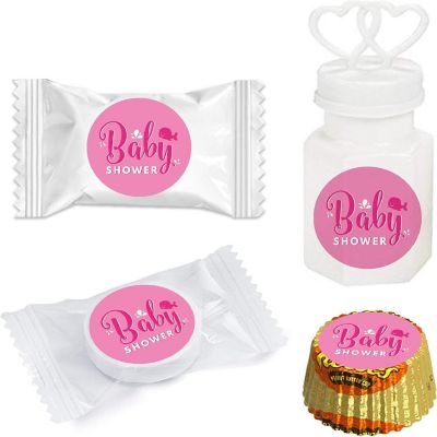 216PK Whale Pink Chocolate Drop Labels Image 1