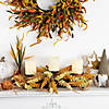 22" Autumn Harvest Triple Candle Holder with Artificial Fall Foliage Image 2